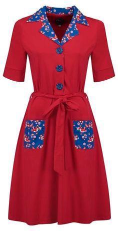 Nieuwe Tante Betsy Jurk - Vera Lynn Duo Birds Blos - Maat M, Kleding | Dames, Jurken, Nieuw, Maat 38/40 (M), Rood, Knielengte