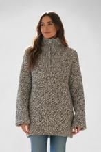 Ganni – Gray White Wool High Neck Zip Pullover – 🎀 S 🌿👠, Kleding | Dames, Truien en Vesten, Ganni, Ophalen of Verzenden, Zo goed als nieuw