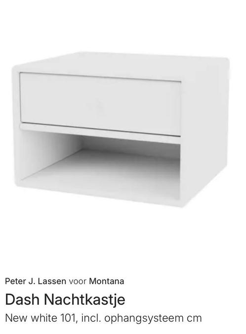 Witte Montana Dash Nachtkastje - Nieuw in verpakking, Huis en Inrichting, Slaapkamer | Nachtkastjes, Nieuw, Minder dan 55 cm, Minder dan 45 cm