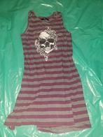 Gestreept jurkje met skull - Maat M, Maat 38/40 (M), Verzenden, Paars, LOVET