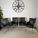 4x Bert Plantagie eetkamerstoelen / Leder - RVS /Goede staat