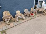 Unieke Houten Boomstam Stoelen Set, Huis en Inrichting, Stoelen, Gebruikt, Bruin, Rustiek, Ophalen of Verzenden