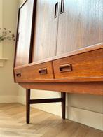 Vintage highboard kast Deens wandkast teak hout jaren 50/60, Ophalen, Gebruikt, 100 tot 150 cm, 150 tot 200 cm