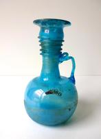 Glazen vaas turquoise donkere gedeeltes Paolo Tossi 3299-g, Antiek en Kunst, Antiek | Glas en Kristal, Ophalen of Verzenden