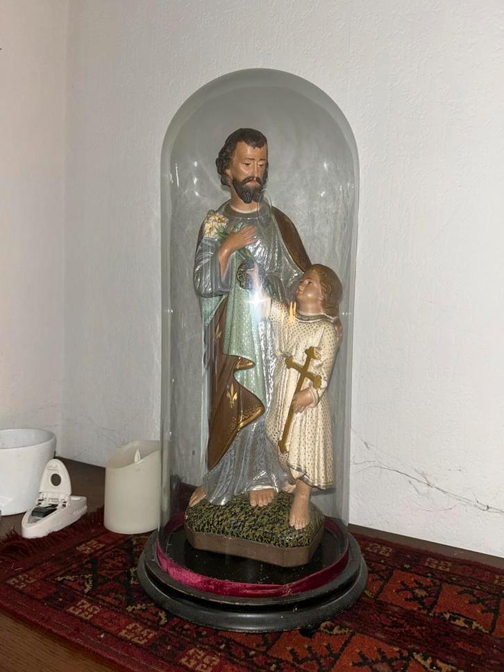 Antieke Jozef en Kind in Stolp, Antiek en Kunst, Antiek | Religie, Ophalen