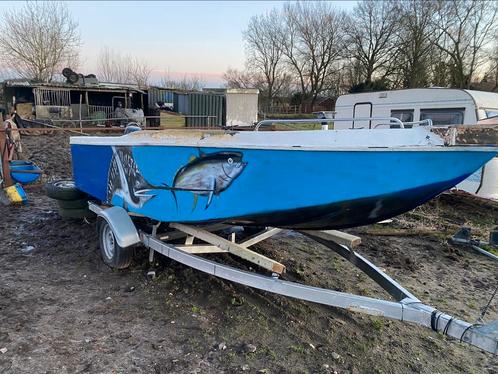 Snelle visboot met 60 pk e TEC, Watersport en Boten, Vis- en Consoleboten, Gebruikt, 50 tot 70 pk, 3 tot 6 meter, Benzine, Buitenboordmotor