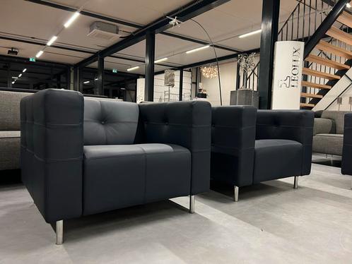 (1) Nieuw Gelderland 6111 Fauteuil blauw leer Design stoel, Huis en Inrichting, Fauteuils, Nieuw, Leer, 75 tot 100 cm, Ophalen of Verzenden