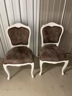 Brocante stoelen bekleed met nubuc leder nieuwstaat!, Ophalen