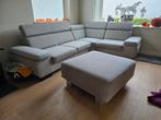 Grijze Hoekbank met poef 285x220 - Ruim en Comfortabel!, Huis en Inrichting, Banken | Complete zithoeken, Ophalen, Gebruikt, Stof