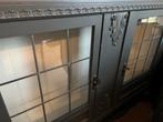 Antieke kast met glazen deuren en lood, Huis en Inrichting, Kasten | Buffetkasten, Gebruikt, 100 tot 150 cm, Ophalen of Verzenden