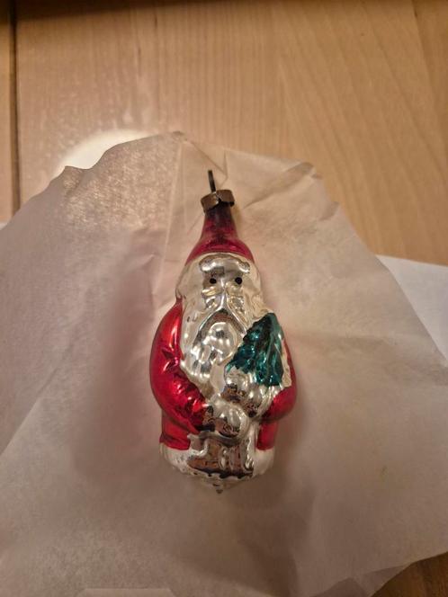 Vintage Kerstbal Kerstman met Boom, Diversen, Kerst, Gebruikt, Ophalen