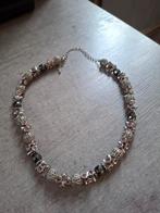 Vintage Halsketting met Kralen, Gebruikt, Met strass, Ophalen of Verzenden, Zilver