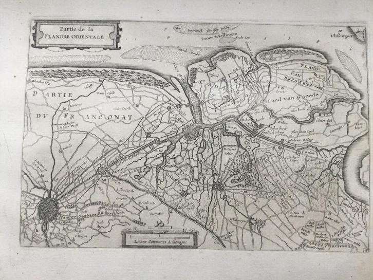 Zeeuws- en Oost Vlaanderen, Brugge, Colom, 1660 Zeldzaam, Antiek en Kunst, Kunst | Etsen en Gravures, Verzenden