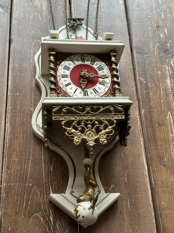 Antieke Zaanse klok met Atlas beeldje, Antiek en Kunst, Antiek | Klokken, Ophalen of Verzenden