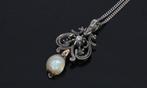 Sale Diamant parel antieke gouden ketting hanger zilver dame, Sieraden, Tassen en Uiterlijk, Antieke sieraden, Verzenden, Goud