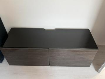 Besta tv meubel Ikea zwart met bruin