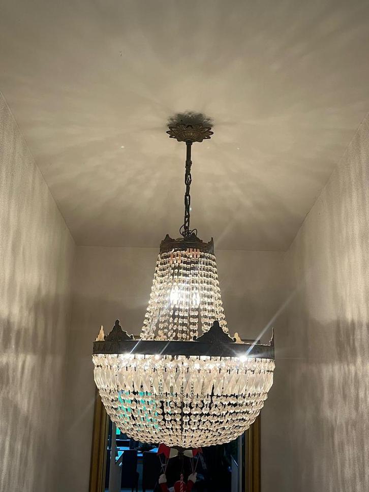 Kroonluchter met 10 lampen, Huis en Inrichting, Lampen | Kroonluchters, Gebruikt, Ophalen