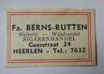 Fa. BERNS - RUTTEN   Sigarenhandel Wijnhandel   HEERLEN, Verzenden, Zo goed als nieuw, Luciferdoosjes of -merken