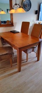 Groene Tafel met 4 Stoelen, Huis en Inrichting, Tafels | Eettafels, Gebruikt, 100 tot 150 cm, Landelijk, Vier personen