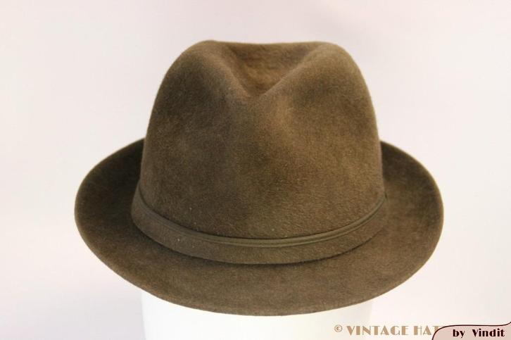 Vintage Gleufhoed jachthoed Sport groen velours 55 = S - XS, Kleding | Heren, Hoeden en Petten, Gedragen, Hoed, 57 cm (M, 7⅛ inch) of minder