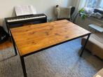 Industriële eettafel hout + zwart staal 6p, Huis en Inrichting, Tafels | Eettafels, Ophalen, Gebruikt, Industrieel, modern, 50 tot 100 cm
