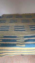 Vintage wollen AaBe deken blauw geel, Huis en Inrichting, Gebruikt, Eenpersoons, Blauw, Ophalen of Verzenden