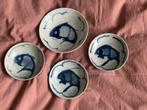 4Chinese Blauw-Witte Schaaltjes, Antiek en Kunst, Ophalen of Verzenden