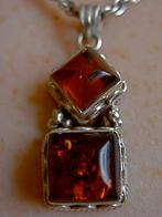 Zilveren 925 zilver kettinghanger met 2 maal barnsteen amber, Overige voorstellingen, Verzenden, Nieuw, Oranje