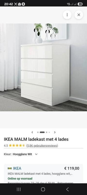 Ikea Malm ladekast met vier lades - afbeelding 2