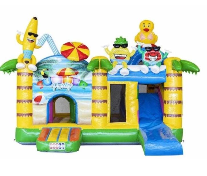 Springkussen PartyCrew (gratis levering Emmen en omgeving!), Hobby en Vrije tijd, Feestartikelen | Verhuur, Zo goed als nieuw