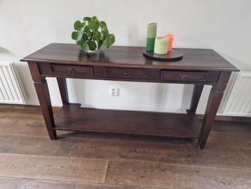 Donkerbruine Houten Console Tafel met Lade beschikbaar voor biedingen