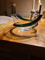 Glazen schaal met groene accenten, Ophalen of Verzenden