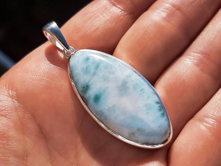 Vanoli 925 zilveren kettinghanger met larimar, Sieraden, Tassen en Uiterlijk, Kettinghangers, Nieuw, Zilver, Blauw, Met edelsteen