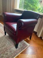 Prachtig wijnrood leren   dames fauteuil, Huis en Inrichting, Fauteuils, Ophalen of Verzenden, Zo goed als nieuw, 75 tot 100 cm