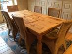 Ruime eetkamer tafel met 8 stoelen en identieke bijzettafel, Gebruikt, 200 cm of meer, Vijf personen of meer, Mexicain