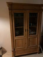Houten buffetkast met glazen deuren, Huis en Inrichting, Kasten | Buffetkasten, Ophalen, Gebruikt, 100 tot 150 cm, 25 tot 50 cm