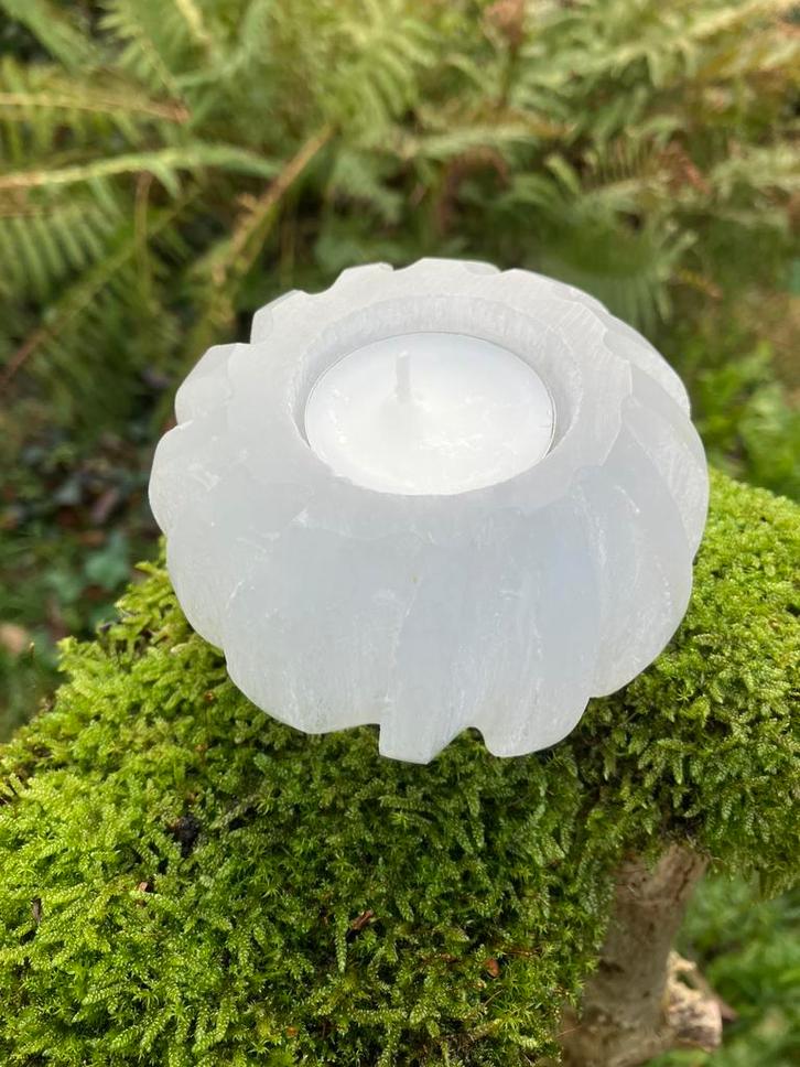 SELENIET (Engelen edelsteen) waxinelichthouder, Verzamelen, Mineralen en Fossielen, Ophalen of Verzenden