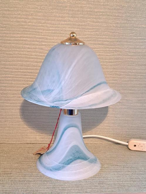 Murano Mushroom Tafellamp Glas en Verguld, Huis en Inrichting, Lampen | Tafellampen, Zo goed als nieuw, Minder dan 50 cm, Metaal