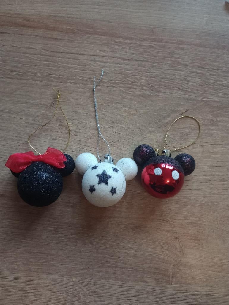 3 Mickey Mouse kerstballen, Diversen, Kerst, Ophalen of Verzenden, Zo goed als nieuw