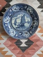Antiek wandbord met een afbeelding van een zeilschip, Ophalen of Verzenden
