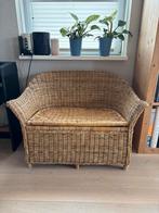 Vintage Rotan Bankje met Klep - Kinderbankje, Antiek en Kunst, Antiek | Meubels | Stoelen en Banken, Ophalen