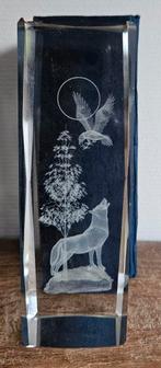 3D Wolf in Glasblok, Ophalen of Verzenden, Zo goed als nieuw