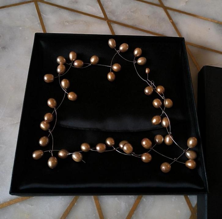 High-end Design Collier Parelketting - Titanium  - Nieuw, Sieraden, Tassen en Uiterlijk, Kettingen, Nieuw, Ophalen of Verzenden