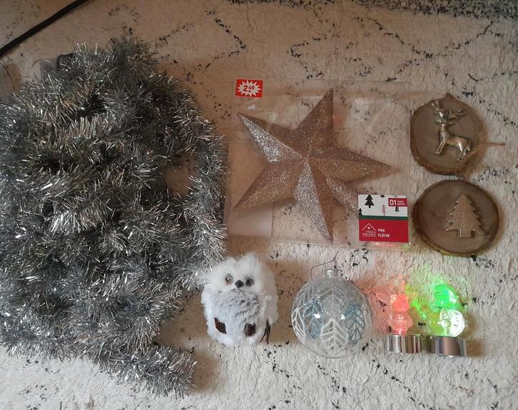 Kerstversiering zilverkleurig en gouden piek, Diversen, Kerst, Zo goed als nieuw, Ophalen of Verzenden