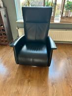 Zwart lederen draai relax fauteuil, Ophalen, Zo goed als nieuw, Minder dan 75 cm, 50 tot 75 cm