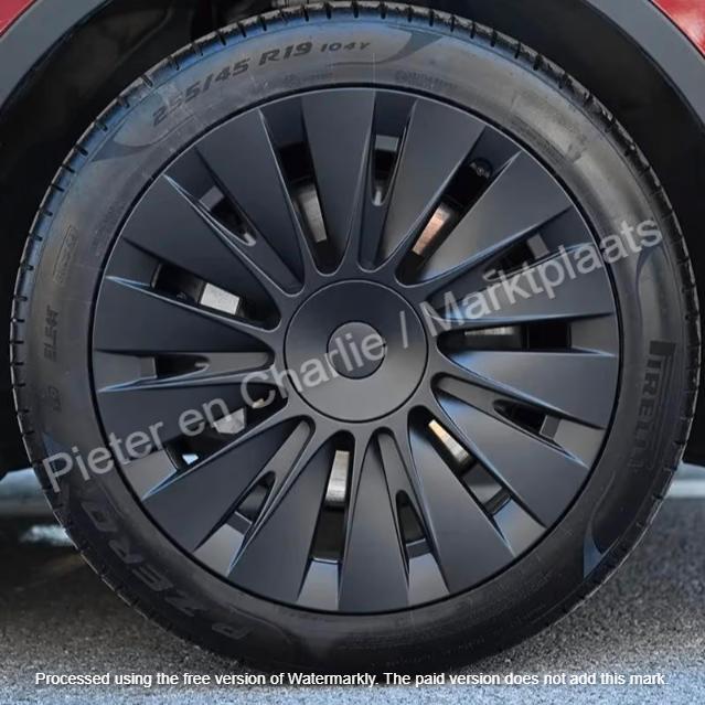 NIEUWE set van 4 zwarte wieldoppen voor de Tesla Model Y, Auto diversen, Wieldoppen, Nieuw, Ophalen of Verzenden