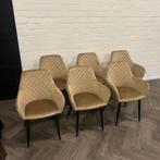 6 Fluwelen Eetkamerstoelen Beige, Huis en Inrichting, Stoelen, Overige materialen, Overige kleuren, Ophalen of Verzenden, Zo goed als nieuw
