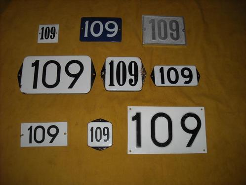 oud emaille huisnummer 109 ook 110 111 112 113 114 115 116 7, Antiek en Kunst, Antiek | Emaille, Ophalen of Verzenden