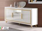 Commode-Dressoir Gold hoogglans Antraciet gratis led lamp, Ophalen of Verzenden, Nieuw, 50 tot 70 cm, 100 cm of meer