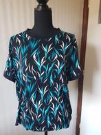 Zgan, leuke luchtige tropical top zwart turquoise L/XL 42, Verzenden, Zwart, Maat 42/44 (L), Zo goed als nieuw